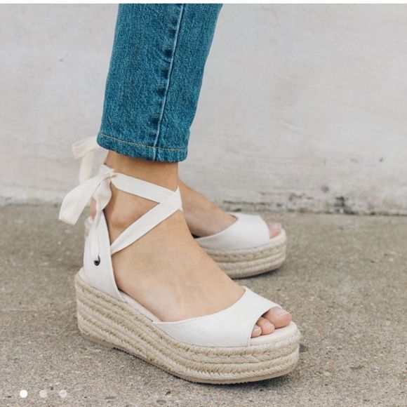 Soludos Shoes - NWOB-SOLUDOS-Cream Open-Toe Platform Espadrilles (Size:6)